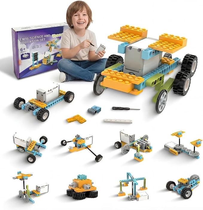 Veecafiodi 50 in 1 Science Kit for Kids 6-12, STEM Toys for Kids Age 8-12, Educational Building Toy for Boys Girls, Motorized Engineering Set, Birthday Gift