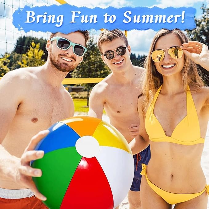 Beach Ball 12 Pack - 12'' Inflatable Beach Balls for Kids Bulk, Swimming Pool Toys Beach Toys for Summer Water Games, Hawaiian Tropical Theme Party Decorations Favors Supplies