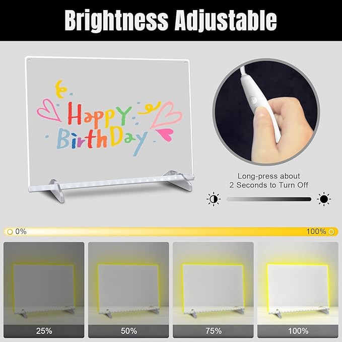 Led Note Board with Battery Box,16''Drawing Tablet,6 Modes & 8 Colors Light Up Drawing Board,Kids Toy with 13 Light Effects,Birthday Holiday Day Gifts for Girls & Boys Age 3+,Tracing Book