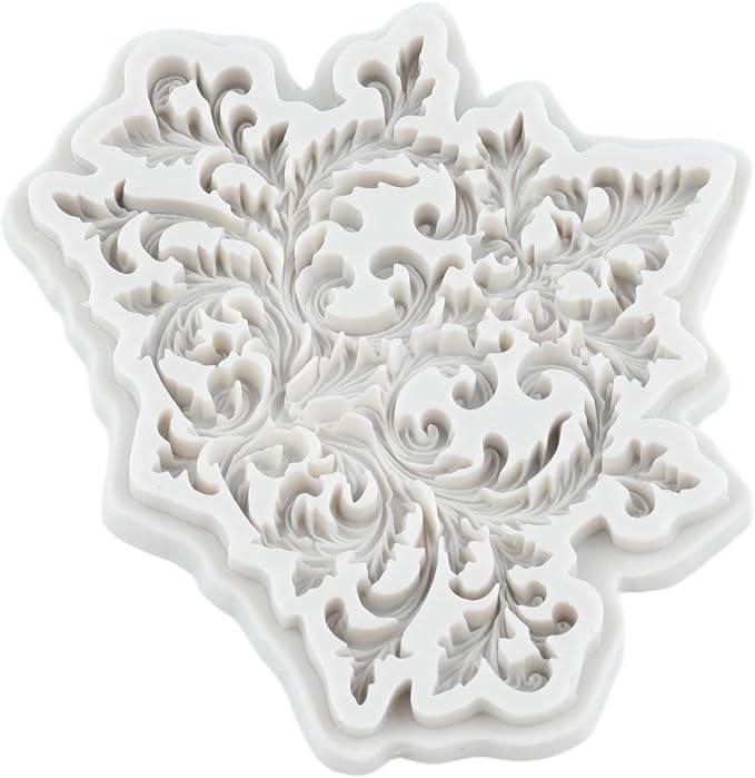 Baroque Relief Flower Lace Silicone Mold Curlicues Scroll Lace Polymer Clay Mold Vintage Filigree Molds for DIY Crafts Epoxy Resin Casting Air Dry Polymer Clay Plaster Jewelry Making