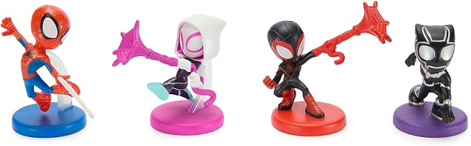 Disney Store Official Spidey and His Amazing Friends Figure Set – 7 Fully Sculpted Disney Figures Including Spidey, Spin, Ghost Spider & More in Double-Tiered Box with Scenic Backgrounds