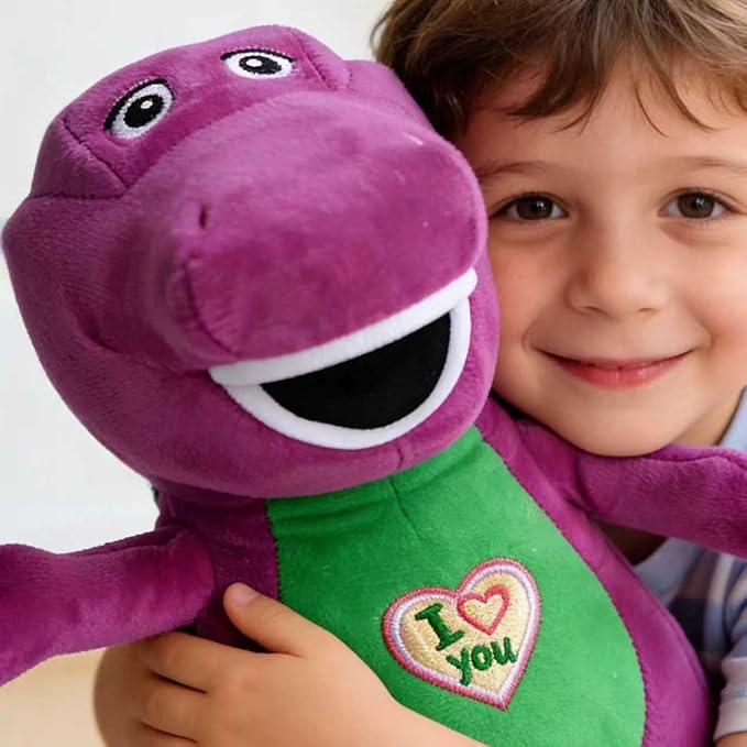 Barney Stuffed Animal 10 Inches, Singing Dinosaur Plush Toy Sings I Love You Song, Cute Soft Plush Puppet, Romantic Sweet Gift for All Ages. (10in)