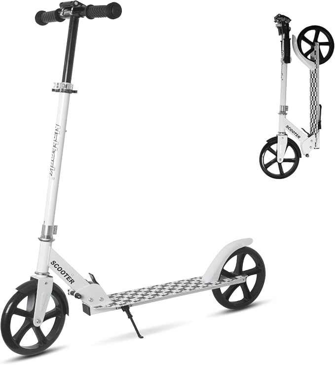 Nattork Scooter for Kids 6+, Teens & Adults - Max Load 220LB, Foldable, Lightweight, Adjustable Height, 8-Inch Wheels Kick Scooter for Boys Girls