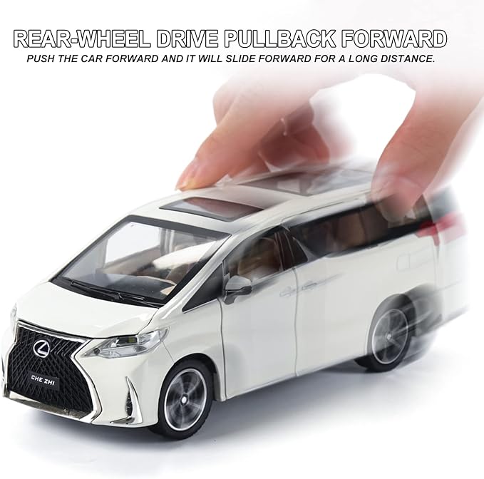 Diecast Metal Model Car-1:24 Scale with Sound and Light, Kids Age 3+ Years. (White)