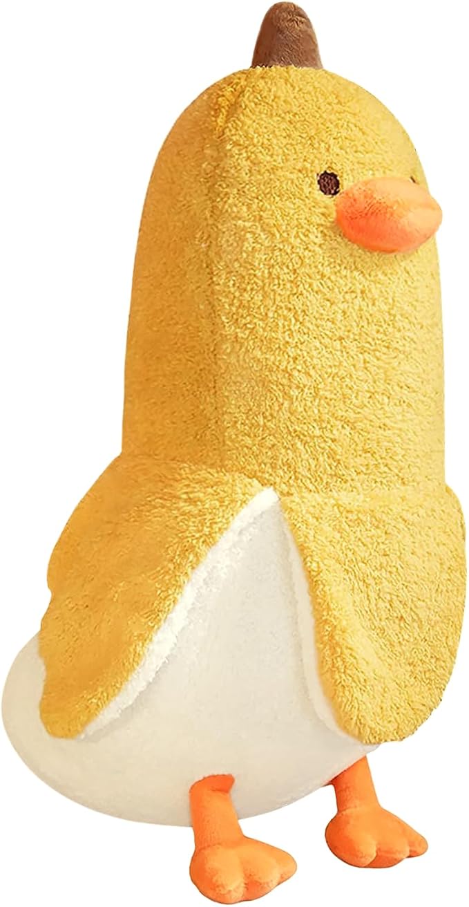 PEACH CAT Banana Duck Plush Toy Cute Plushie Hugging Plush Pillow Duck Stuffed Animal for Girls and Boys Yellow 19.7"