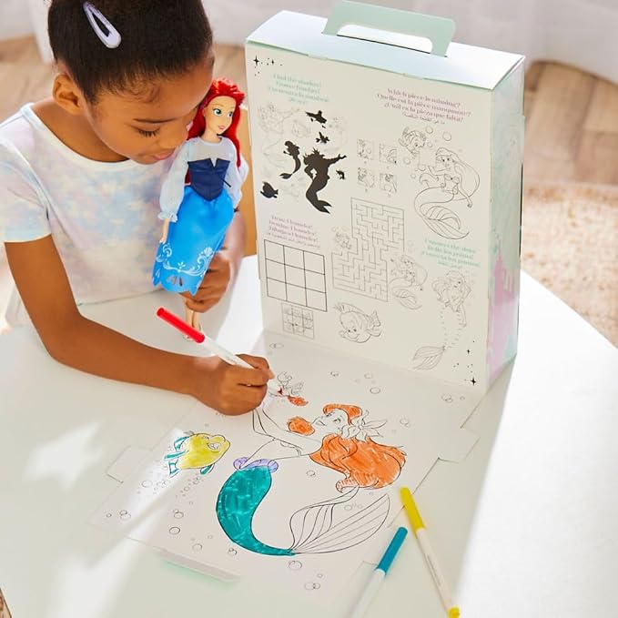 Disney Store Official Ariel Story Doll - 11 Inches - Includes Coloring Book and Additional Dress, Princess Doll in Classic Outfit, Disney Princess Toys