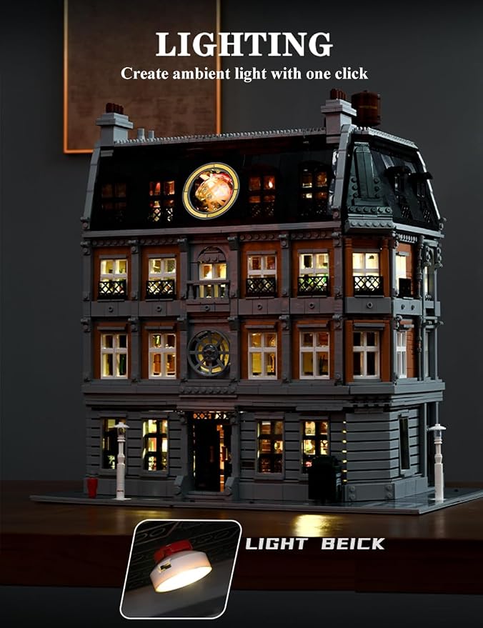New York Sanctorum Sanctums Architecture Modular Bulding Set with Light, Movie Themed Scenes Building Sets, Collectible or Home Office Display, Ideas Gift for Adult and Film Fans（6619pcs）