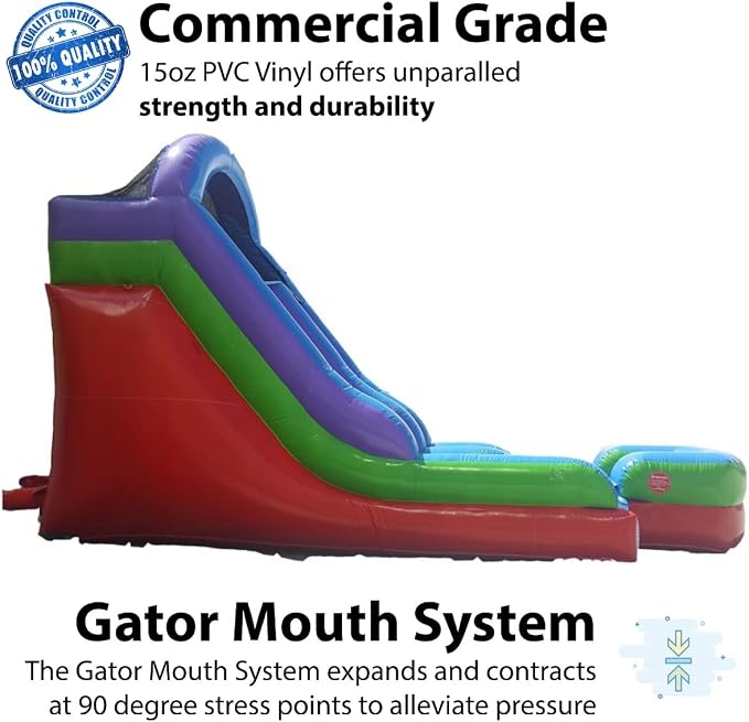 TentandTable Inflatable Water Slide for Kids and Adults, Commercial Grade Giant Blow Up Backyard Water Fun, Includes Electric Air Blower, 27' L x 9' W x 15' H, Rainbow