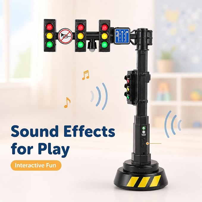 jarbins Stoplight Toy with Sounds, Red Yellow Green Light Learning Toy for Kids Pretend Play, Mini Stop Light Toy for Road Rules Learning, Classroom Activities, Toy Car Scenes, Dollhouse Display Prop