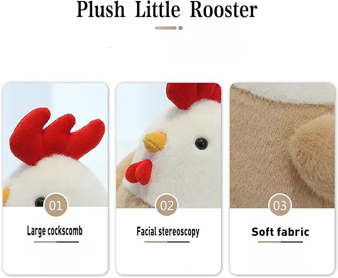 YUKOUQIAN Chicken Stuffed Animal Chicken Plush Doll Toy 8 inch for Girls Christmas (Chicken)