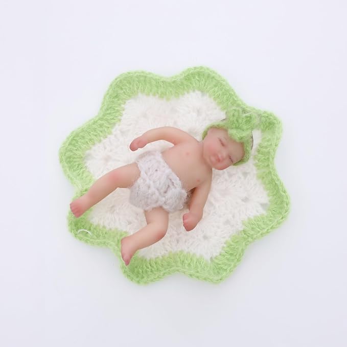 4inch Mini Platinum Silicone Reborn Baby Doll, Tiny Silicone Baby Dolls，Realistic Newborn Baby Dolls Full Body Stress Relief, Decoration, Gifts, Collectible