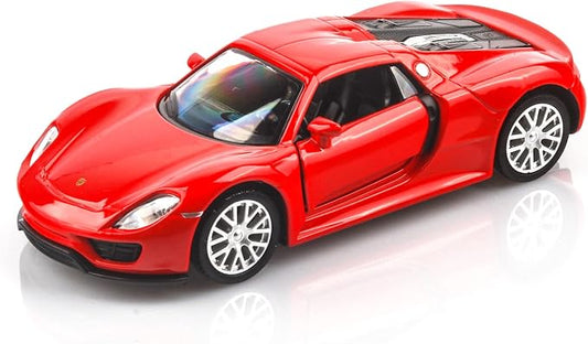 TOKAXI 1/36 Scale Porsche 918 Spyde Diecast Model Cars,Pull Back Vehicles Porsche Toy Cars,Cars Gifts for Boys Girls (Red)