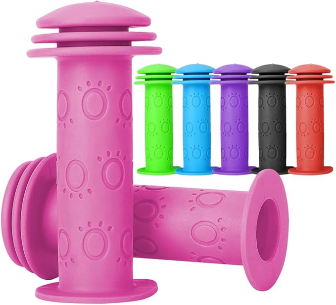 Kids Bike Grips - 105mm Bicycle Handlebar Grips With Mushroom Pattern for Bikes, Balance Bikes, and Kick Scooters