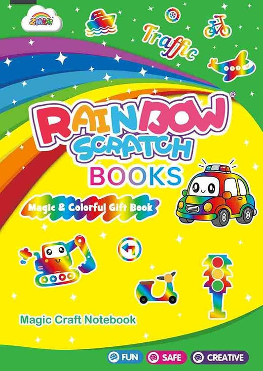 ZMLM Scratch Paper Art-Crafts Gift: 2 Pack Rainbow Notebooks Supplies Toys for 3 4 5 6 7 8 9 10 Years Old Girls and Boys Kids Easter Gifts Christmas Birthday Party Games Traffic
