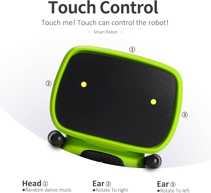 GILOBABY Interactive Talking Robot for Boys, Smart Toy with Touch Control, Playback Mode, Dancing, Singing, Educational Gift for 3-7 Year Old Kids (Green)