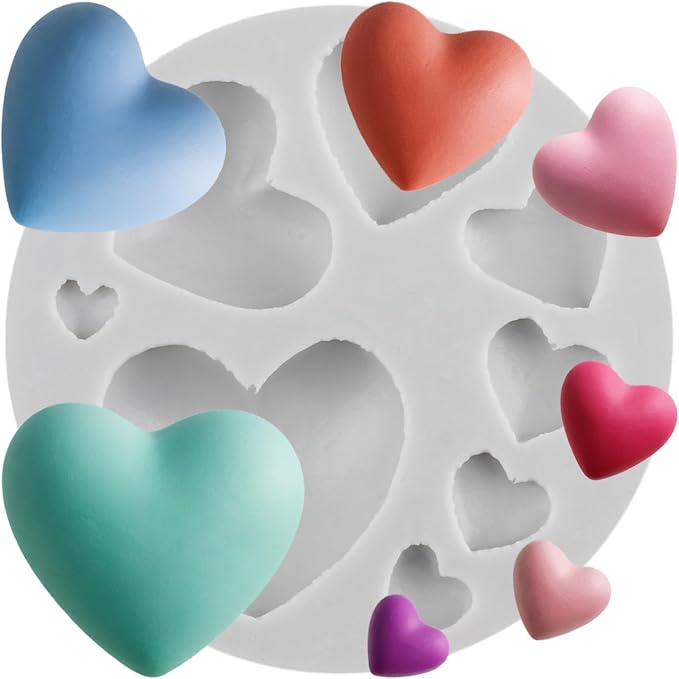 Heart Polymer Clay Mold Love Heart Silicone Molds for DIY Crafts Epoxy Resin Casting Air Dry Polymer Clay Plaster Jewelry Making