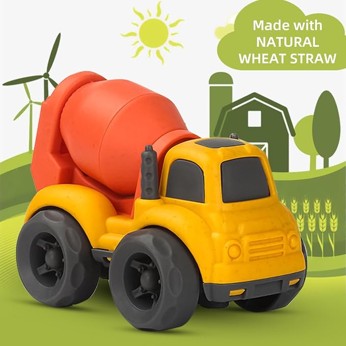 Aigitoy Toddler Car Toys for 1-3 Year Old, BPA Free, Phthalates Free, PVC, Dump Truck, Mixer Cement, Easter Christmas Birthday Gifts for 2 3 4 Year Boy Girl. Dishwasher Safe, Recycled Plastic