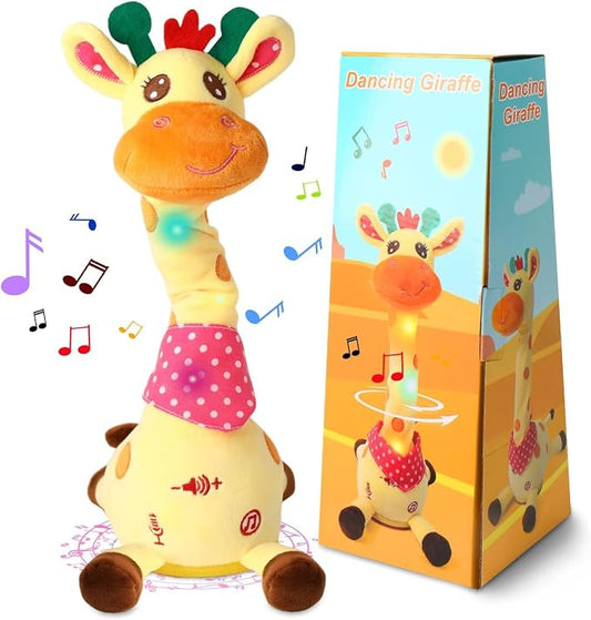 Dancing Talking Giraffe Toy, Stuffed Animal Baby Toy Repeating What You Say, Glowing Musical Giraffe Gifts for Toddlers 1-3 Years Old, for Kids (Giraffe)