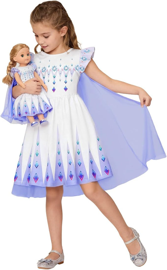 LQSZ Doll and Girl Matching Princess Dress Outfits for Girls and 18" Matching Doll and Girl Clothes
