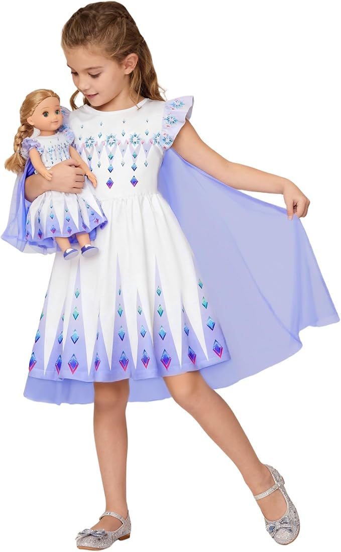 LQSZ Doll and Girl Matching Princess Dress Outfits for Girls and 18" Matching Doll and Girl Clothes
