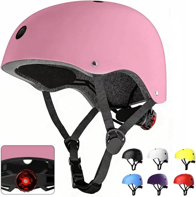 Kids Bike Helmet with LED Light,Lightweight Adjustable Childs Helmet for boy & Girl Ages 5-8-14,Multi-Sport Safety Helmet for Skateboard Cycling Scooter