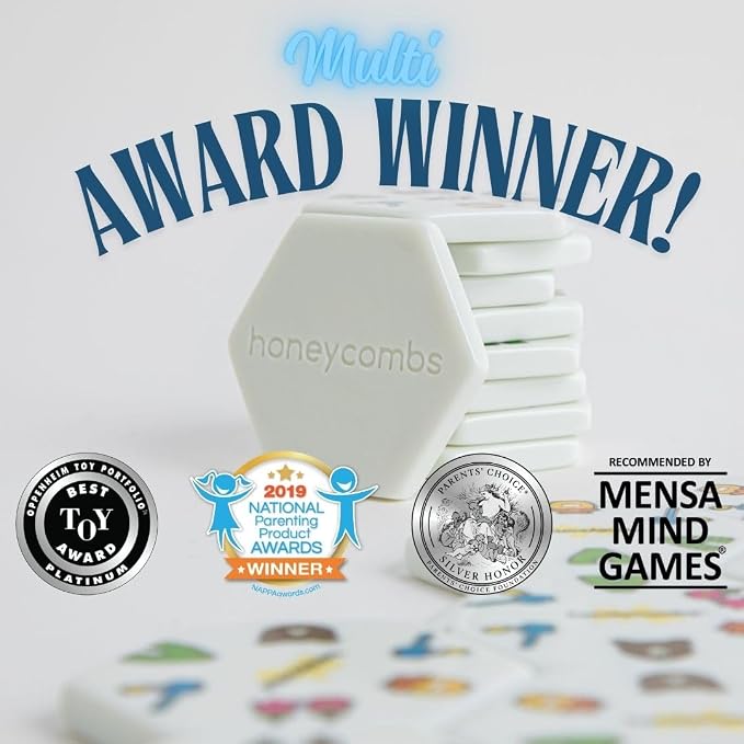 HoneyCombs Game, Tile Matching Game for Kids & Families, Ages 6+ | Award Winning, Educational STEM Toy, 3 Ways to Play, 52 Tactile Tiles, 1-8 Players