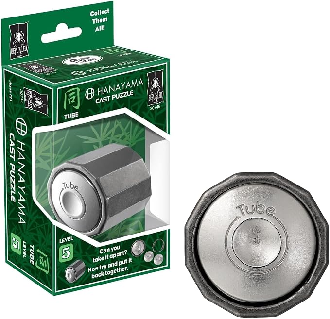 BePuzzled | Tube Hanayama Metal Brainteaser Puzzle Mensa Rated Level 5, for Ages 12 and Up