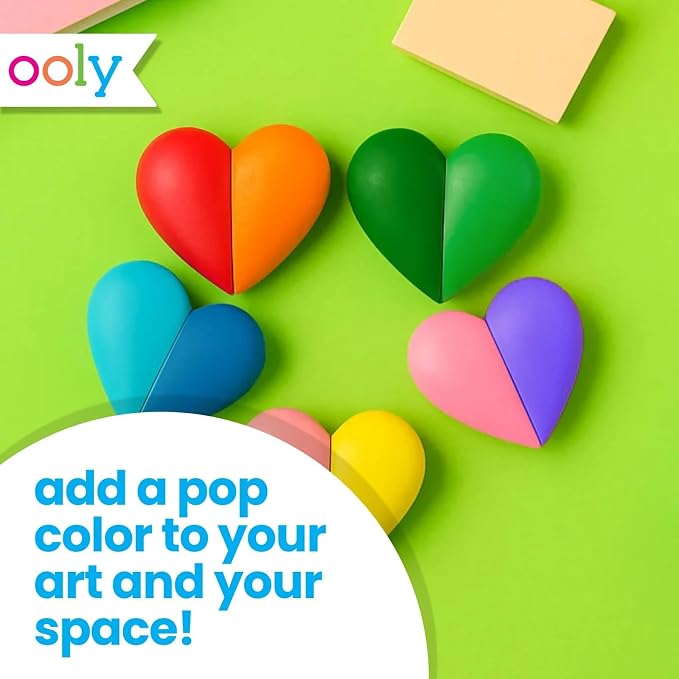 Ooly I Heart Art Erasable Crayons, Twistable Kids Coloring Kit, 12 Bright Colors, Gifts for Kids