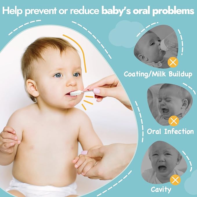 Papablic Baby Tongue Cleaner, Baby Oral Cleaner, Disposable Infant Mouth Cleaner Newborn, Upgrade Gum Cleaner with Paper Handle or Infants Ages 0-2 Years, 100 Pack