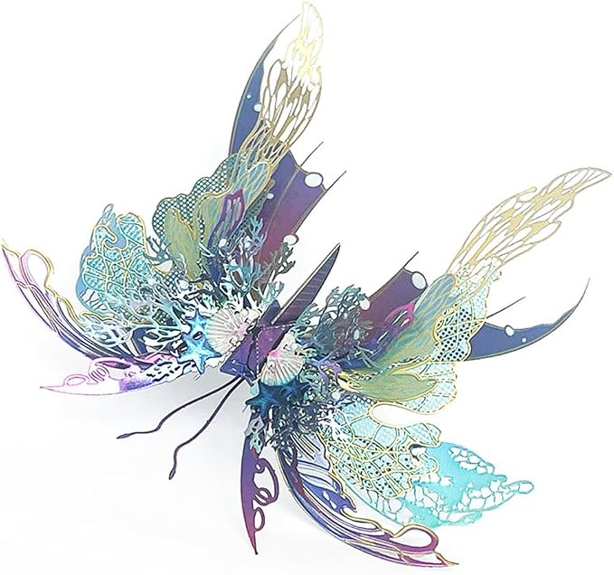 3D Metal Puzzles for Adults,Butterfly Model Building Kits,Cute Insect Design,Brain Teaser Puzzle,DIY Mechanical Assembly Kit Creative Ornament Suitable for Home Decor Art Craft (Blue)