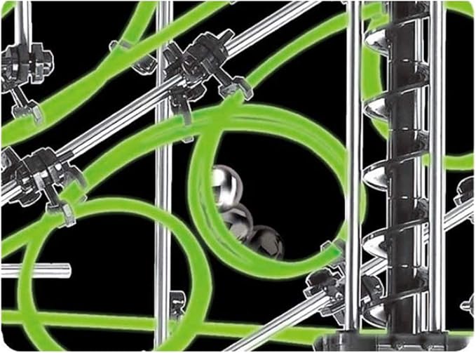 1337pcs Level 3–8 Marble Roller Coaster Kit, 820+ PCS Glow-in-The-Dark Marble Run with Steel Balls – Luminous Rail Maze Building Toys, STEM Construction Set for Ages 14+ & Adults