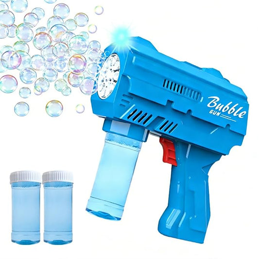 Light Up Bubble Machine Gun for Kids,Blue 10-Hole Automatic Bubble Gun forToddlers 1-3, Durable Handheld BubbleGun with Refill Solution for Kids Ages 4-8, Wedding Easter Party OutdoorBubble Toys(blue)