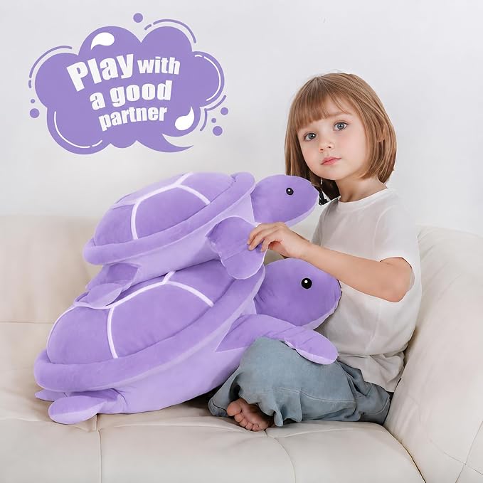 Dalmao 22 Inch Purple Sea Turtle Stuffed Animal, Big Soft Ocean Purple Turtle Large Plushie Body Pillow for Kids, Boys, Girls, Girlfriend, Birthday