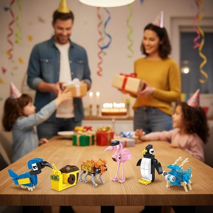 BRICHBROW 24 Pack Animal Building Blocks - Kids Party Favors Ages 6-12, Educational STEM Construction Toys for Birthday Parties, Classroom Incentives, Goodie Bag Fillers & Stocking Stuffers