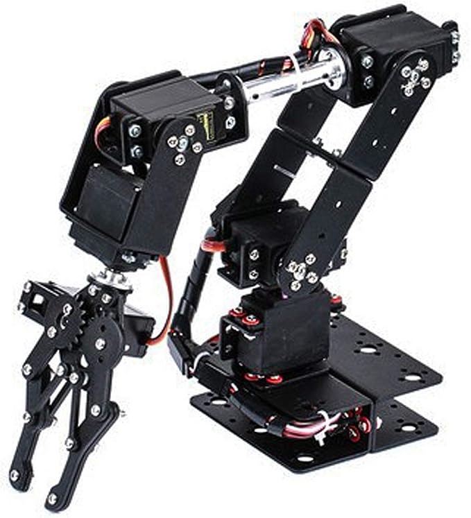 6DOF Robot Mechanical Arm Kit, Programming Robotic Clamp Hand Claw with 6 Servo Motors, 180 Degree Angle Manipulator Industrial Robot Parts for College Teaching
