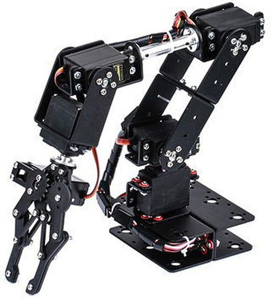 6DOF Robot Mechanical Arm Kit, Programming Robotic Clamp Hand Claw with 6 Servo Motors, 180 Degree Angle Manipulator Industrial Robot Parts for College Teaching
