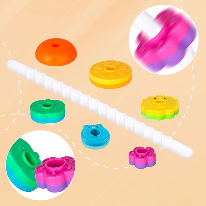 BYFWH Spinning Stacking Toys for Babies 12+ Month Ring Stacker Stacking for Toddlers 1-3 Montessori Toys,Educational Learning Sensory Toy for Kids Easter Christmas Birthday Present for Baby