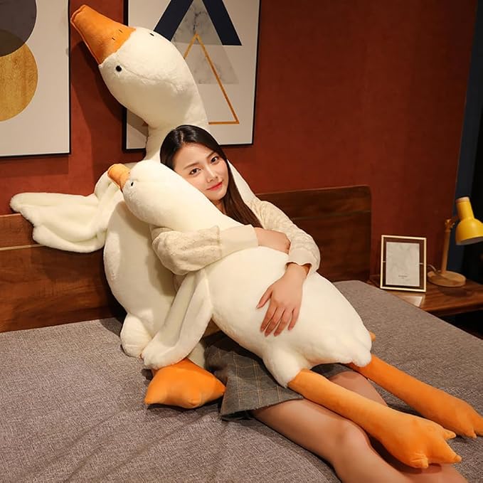 Srutirbo Giant White Goose Plush-51 in Soft Furry Swan Stuffed Animal Pillow,Huge Goose Plush Hugging Pillow Gifts for Every Age (51 in)