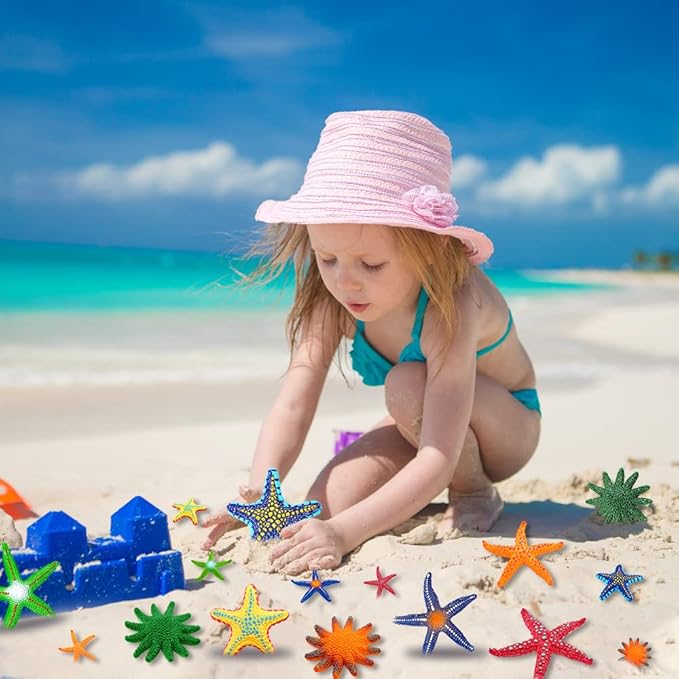 YUJUN 16 Pieces Big Diving Pool Toys, Beach Colorful Starfish Summer Swimming Underwater Pool Toys Soft Rubber Dive Throw for Kids Birthday Swimming Pool Party Favors Fish Tank Stuffer (2 Sizes)
