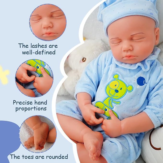 Boy 18.5 Inch, Full Silicone Baby Doll, Reborn Baby Dolls Silicone Full Body, Realistic Baby Dolls, Newborn, Not Vinyl, with Gift Box