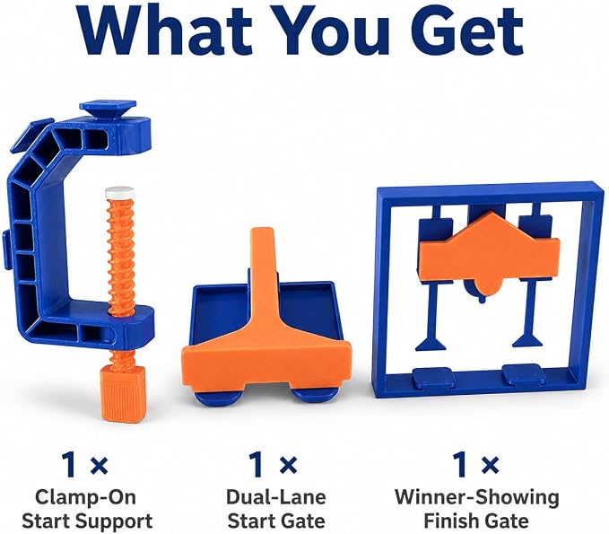 Racing Starter and Finish Line Bundle Compatible with Hot Wheels Tracks, 2-Lane Head-to-Head Launch and Finish Gate Set