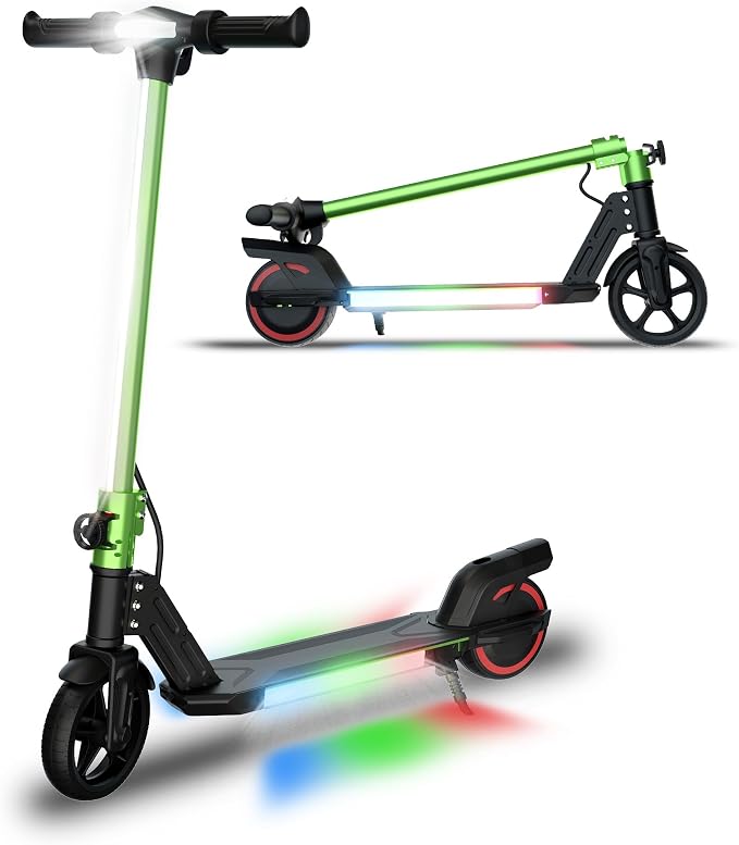 Foldable Electric Scooter for Kids, with Bright Front LED Lights,Shining Pedal, LED Display, Dual Brakes 200W Motor Kids Electric Scooter, UL2272 Certified
