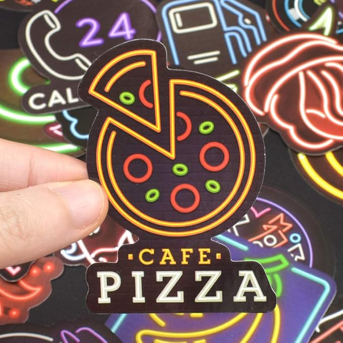 QTL Neon Stickers for Teens & Students Prizes, Waterproof Vinyl Party Favor Stickers, School Rewards, Water Bottle and Laptop, 50PCS