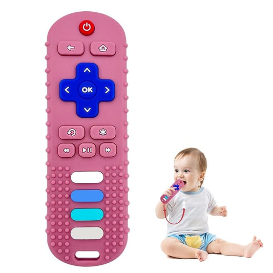 ROBBEAR Baby Teething Toys, Food Grade Silicone Teethers for Babies 3 6 12 18 Months, Fake TV Remote Control Shaped Teether Toys, Infant Chew Toys for Boys and Girls, Freezer BPA Free