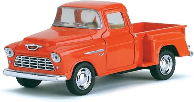 KiNSMART 1955 Chevrolet Stepside Pickup Truck 5 Inch 1:32 Scale Die Cast Metal Little Truck (Orange)