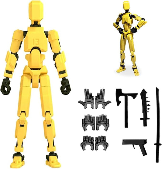 Dumwick Assembly Completed Titan 13 Action Figure Set,Titan 13 Robot Action Figures 3D Printed Multi Jointed Movable,Nova 13 Action Figure,Decorations for Action Figures (Yellow,1pc)