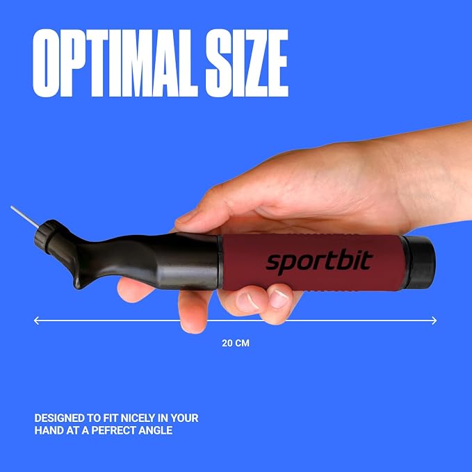 SPORTBIT Ball Pump for Sports Balls - Push & Pull Inflating System - Hand Pump for Exercise Balls - Volleyball Pump, Basketball Inflator, Ball Air Pump - Goes with 5 Needles Set