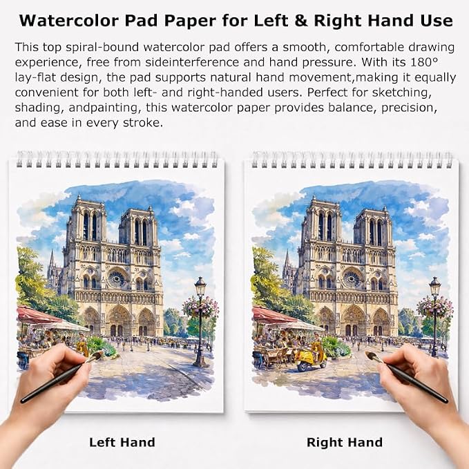 Soucolor Sketchbook 8.5x11 Hard Cover Spiral Bound, 100 Sheets 68lb/100gsm Thick Acid-Free Drawing Paper Lay Flat Sketch Pad Art Notebook for Adults Artists Teachers Students Classroom