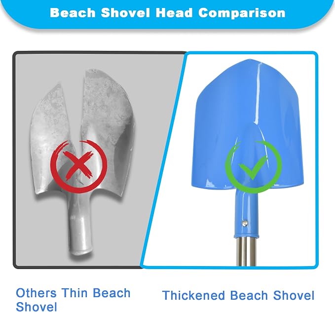 Beach Shovels for Kids,3PC 29Inch Beach Sand Shovels Toys for Digging Heavy Duty Stainless Steels with D-Grip Handle Sturdy Scoop Seaside Kids Tool Lightweight Gift Set (28inch)