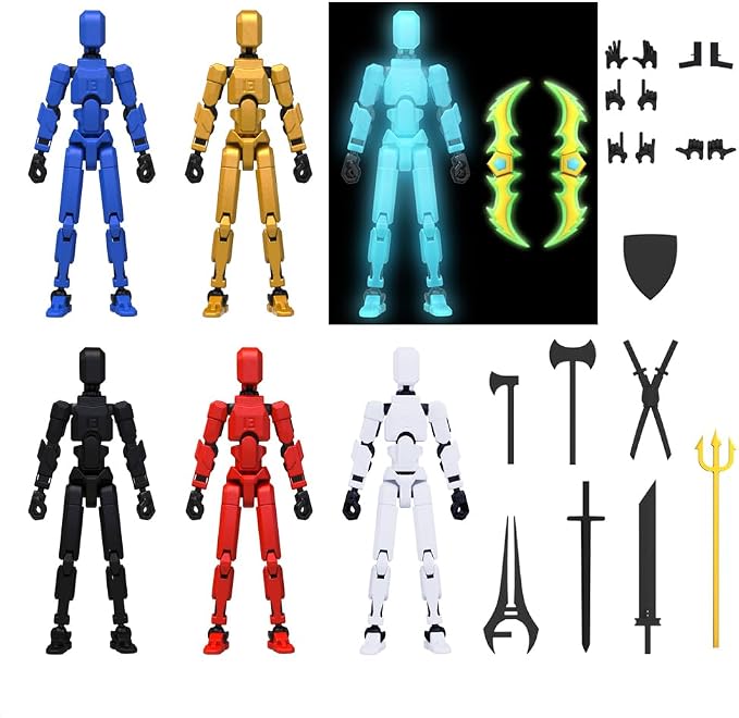 MerryXD 6 Pack Assembly Completed T13 3D Action Figure,Dummy Nova Titan Lucky 13 Action Figure 3D Printed Multi-Jointed Movable Toy